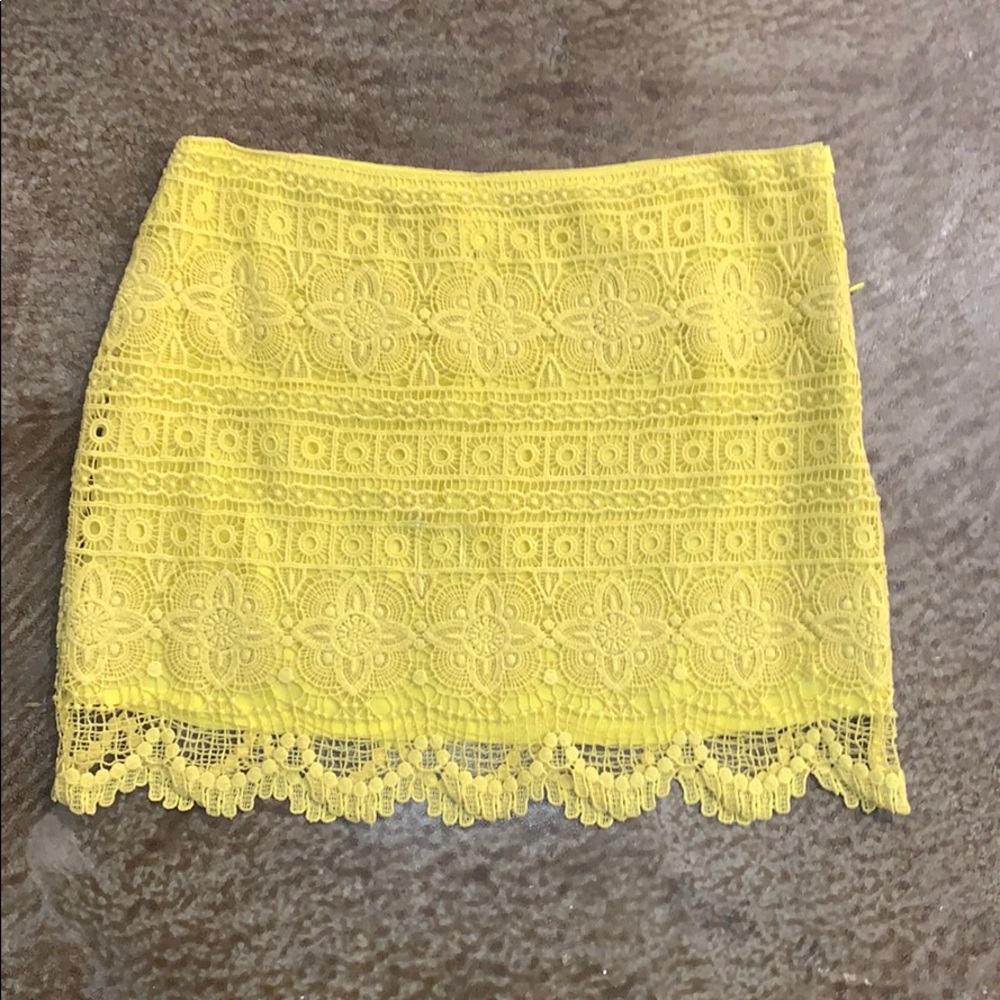 Yellow Lace Mini Skirt